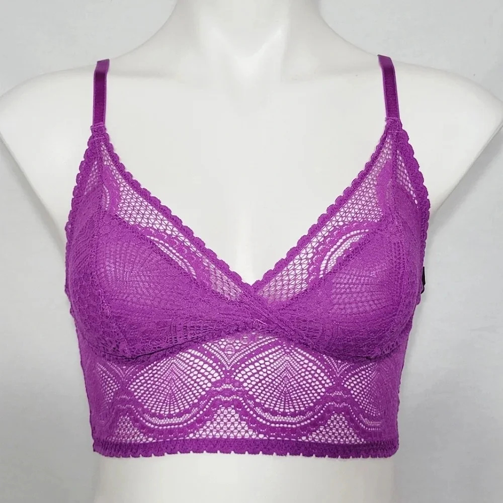1X/2X Felina 140103 Finesse Super Stretchy Lace Wire Free Cami Bralette Hyacinth